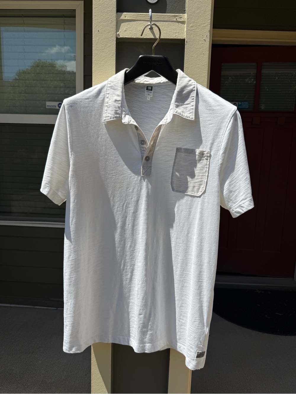 G-Star RAW White Slub Knit Polo Shirt Pocket Detail (tag: XXL, fits like L)